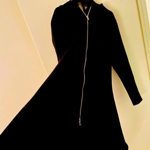 Med- Asymmetric Fleece Mid-Long Zip Front Hoodie